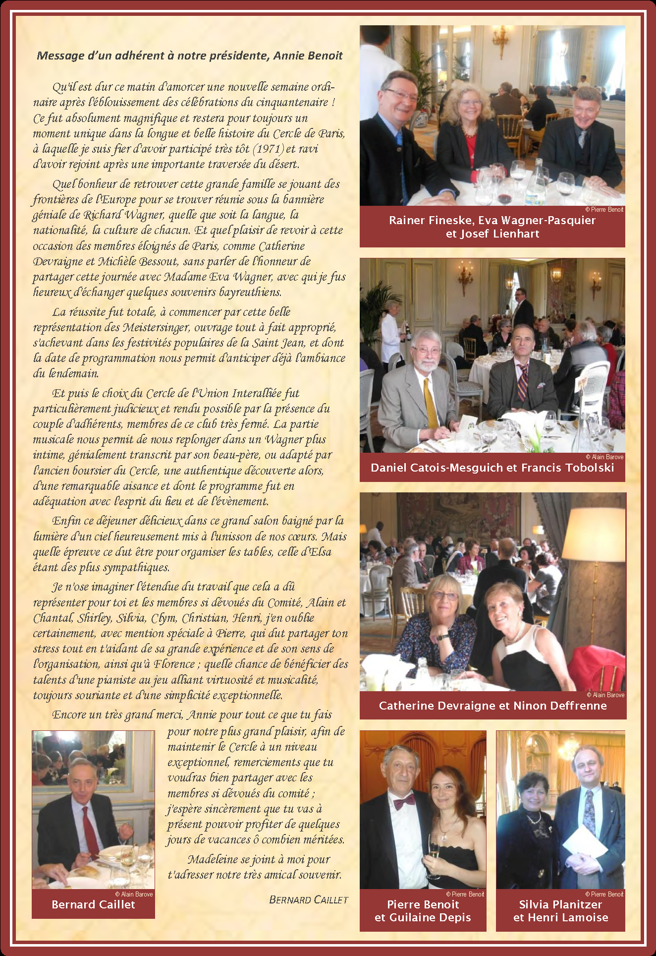 photos souvenir et messages de remerciement