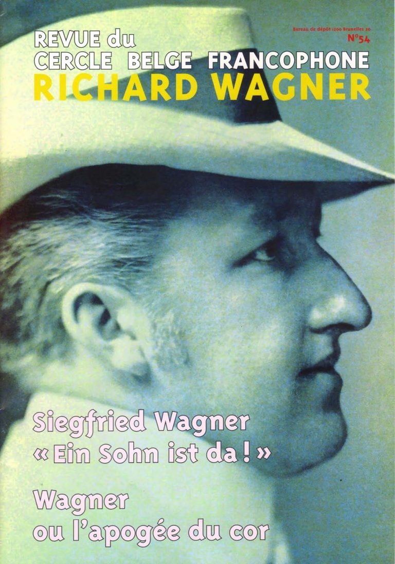 Couverture de la revue du Cercle belge francophone Richard Wagner, numéro 54